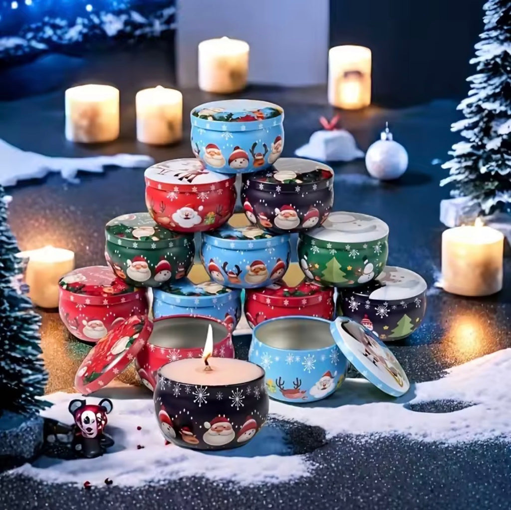 Lot de 10 pots de bougies de noël festifs