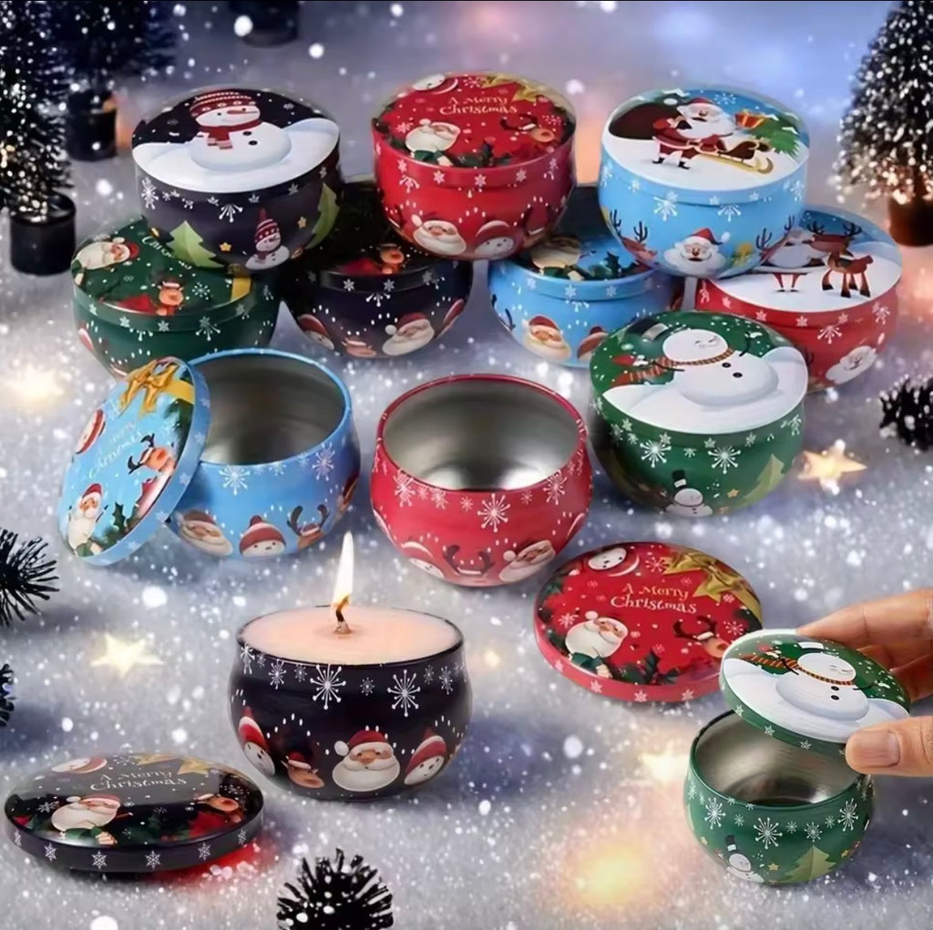 Lot de 10 pots de bougies de noël festifs