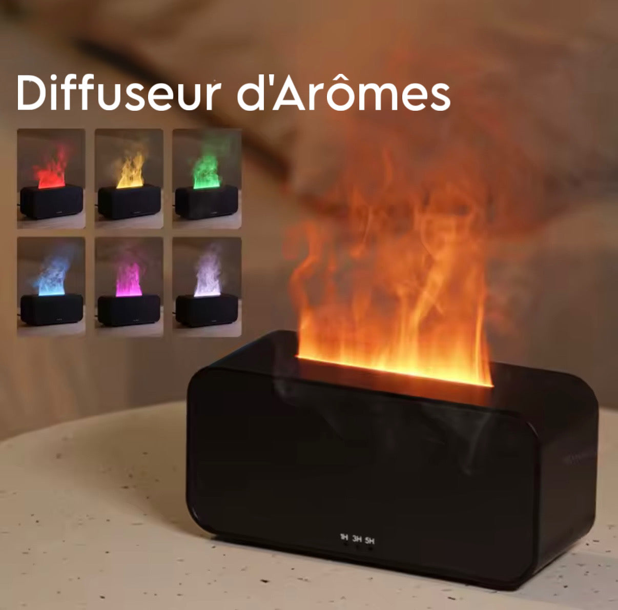 Diffuseur d'arômes à flammes colorée