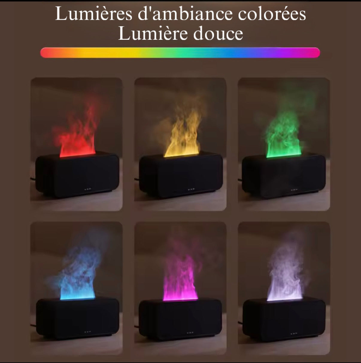 Diffuseur d'arômes à flammes colorée